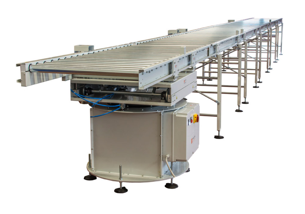 System with motorized conveyors and a rotary table