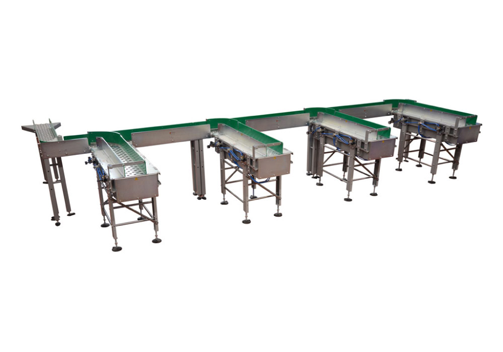 EOL system with pneumatic ball transfer tables