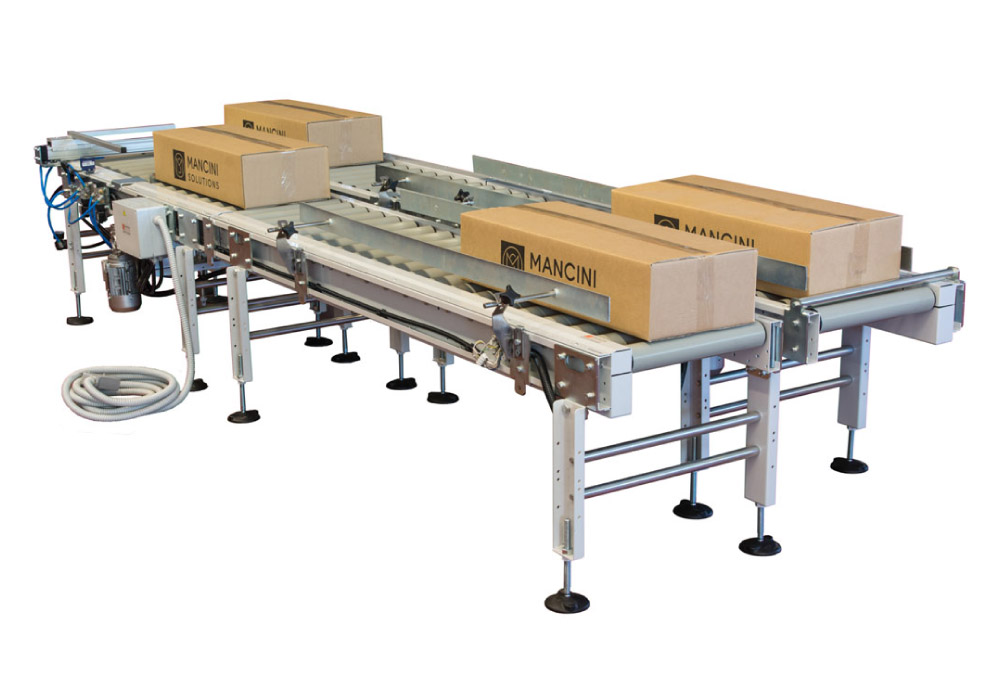 EOL system with conveyors and pneumatic diverters