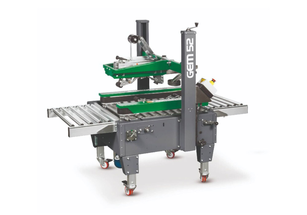 Automatic tape dispenser for fixed-dimension boxes, model GEM 52