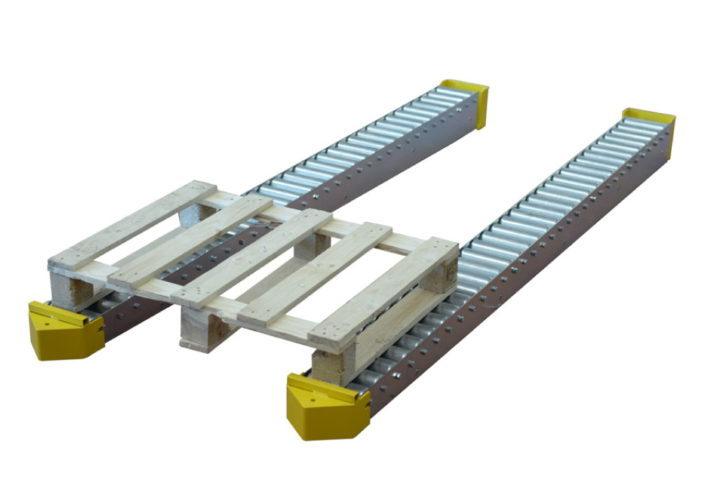 Idler roller track conveyor for pallets