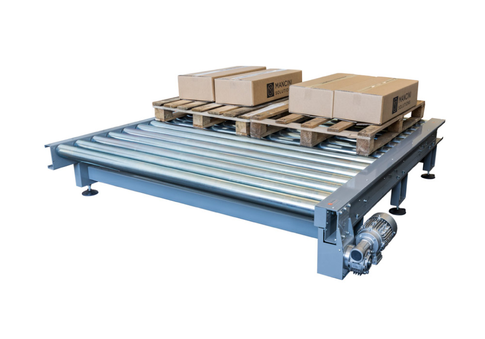 Motorized conveyor for pallets