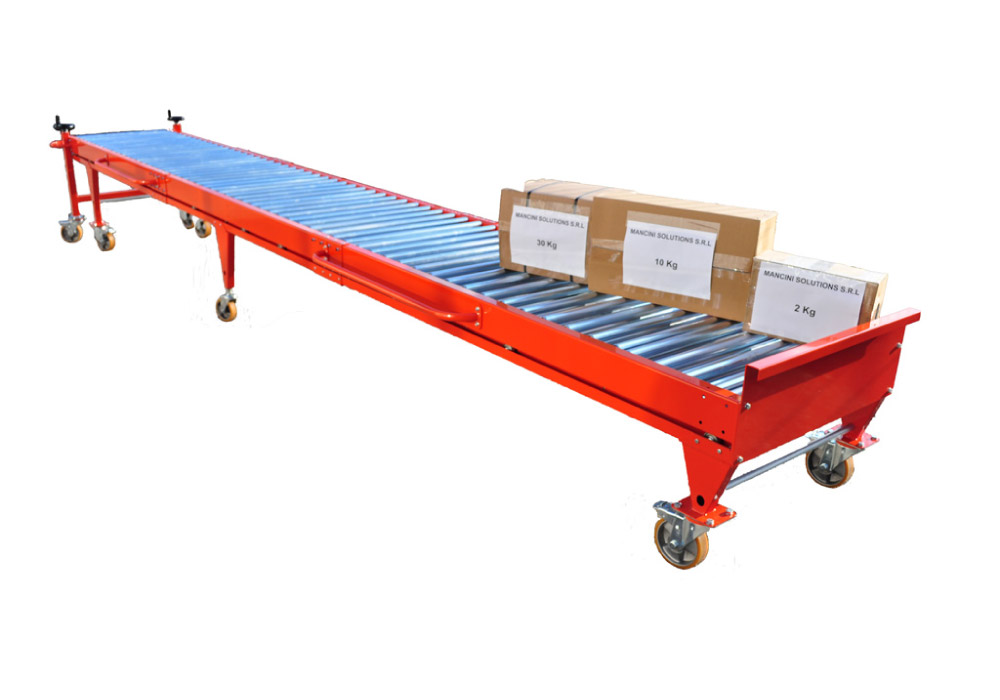 Closed telescopic conveyor for unloading trucks and containers